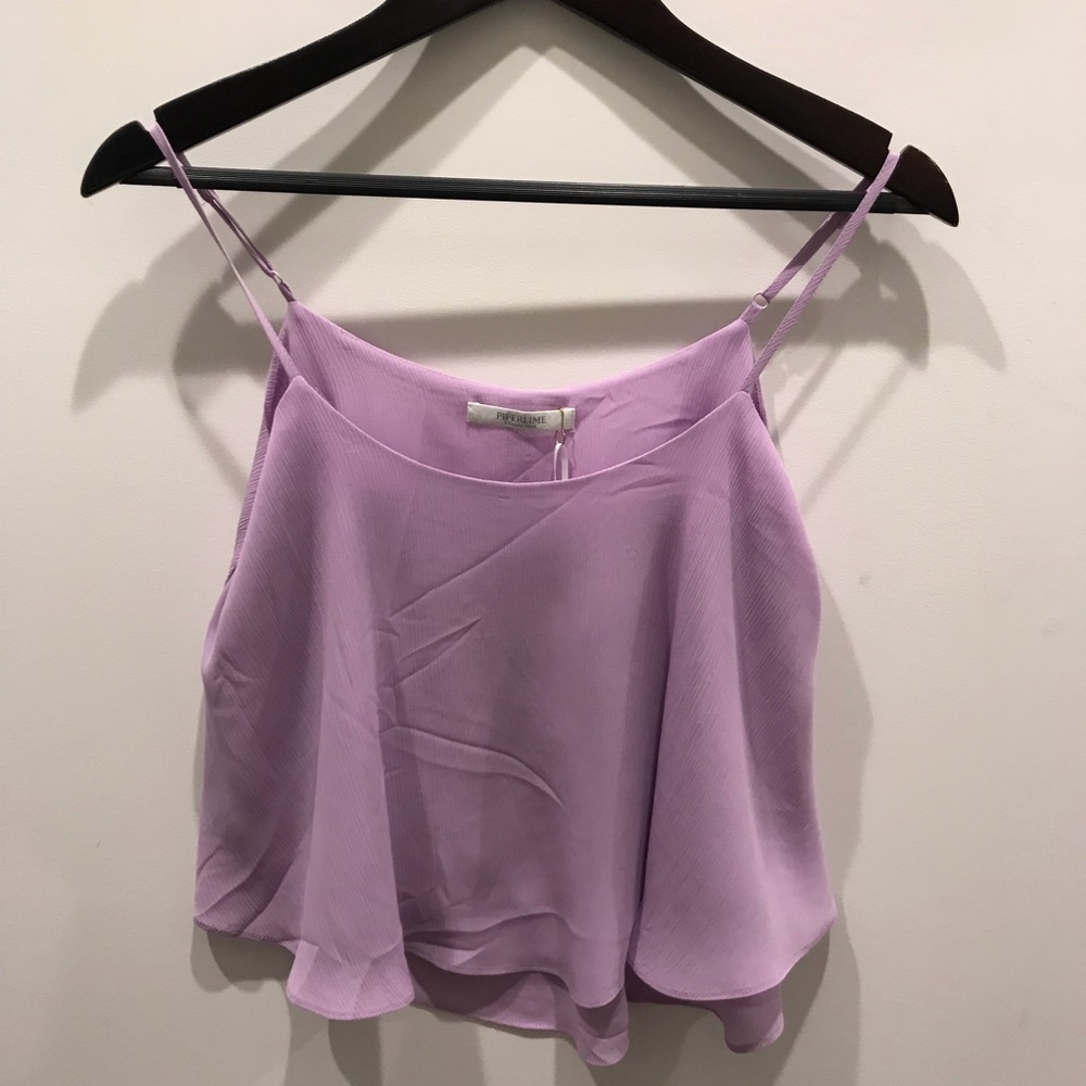 Lilac flowy tank top with an accented back